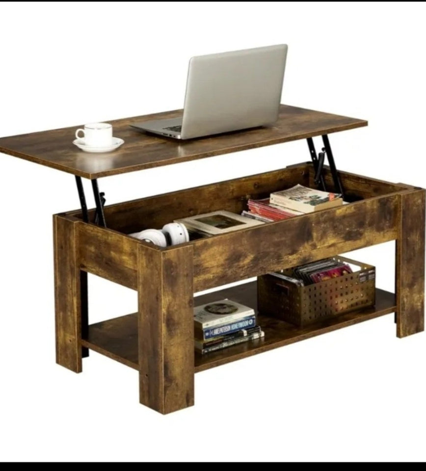 Rustic Brown Wooden Lift Top Coffee Table