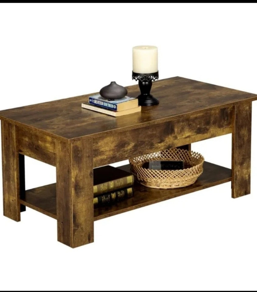 Rustic Brown Wooden Lift Top Coffee Table