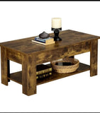 Rustic Brown Wooden Lift Top Coffee Table