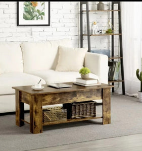 Rustic Brown Wooden Lift Top Coffee Table