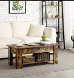 Rustic Brown Wooden Lift Top Coffee Table