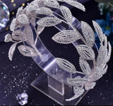 SILVER CRYSTAL LEAF RHINESTONE BRIDAL HEADBAND