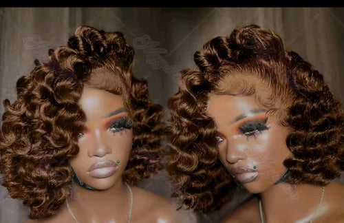 LOOSE DEEP WAVE CURLY CHOCOLATE BROWN 100% HUMAN HAIR.