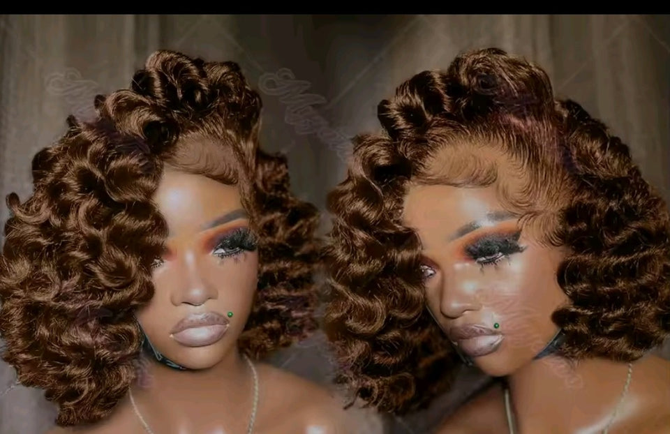 LOOSE DEEP WAVE CURLY CHOCOLATE BROWN 100% HUMAN HAIR.