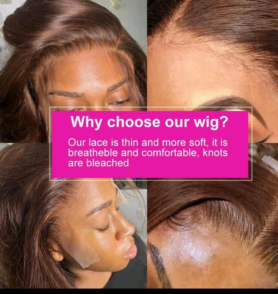 BROWN BOB 100% HUMAN HAIR WIGS STRAIGHT.